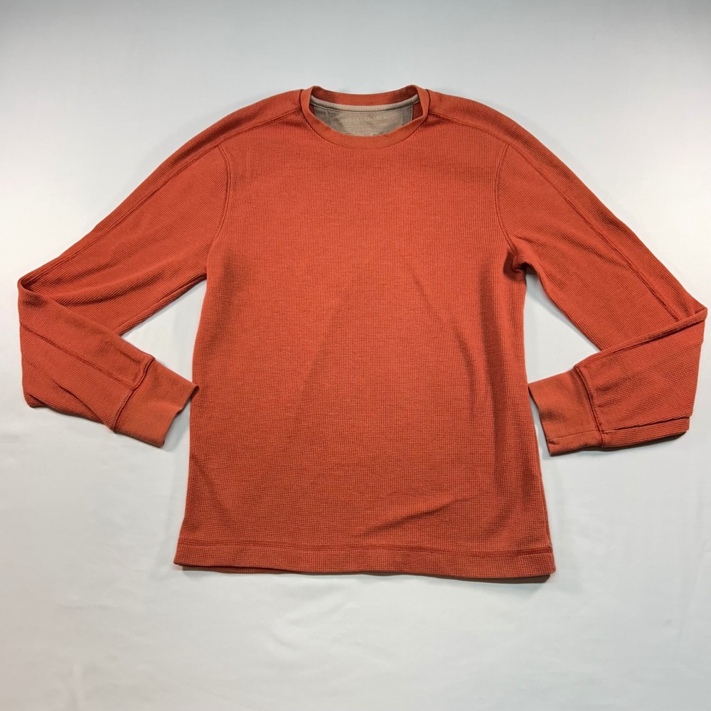 Banana‎ Republic Mens Small Burnt Orange Waffle Knit Thermal Long Sleeve Shirt